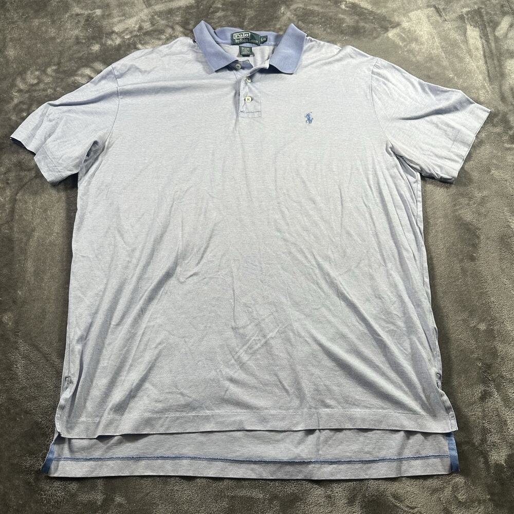 Polo Ralph‎ Lauren Shirt Mens Large Blue Striped Classic Fit Polo Rugby Preppy